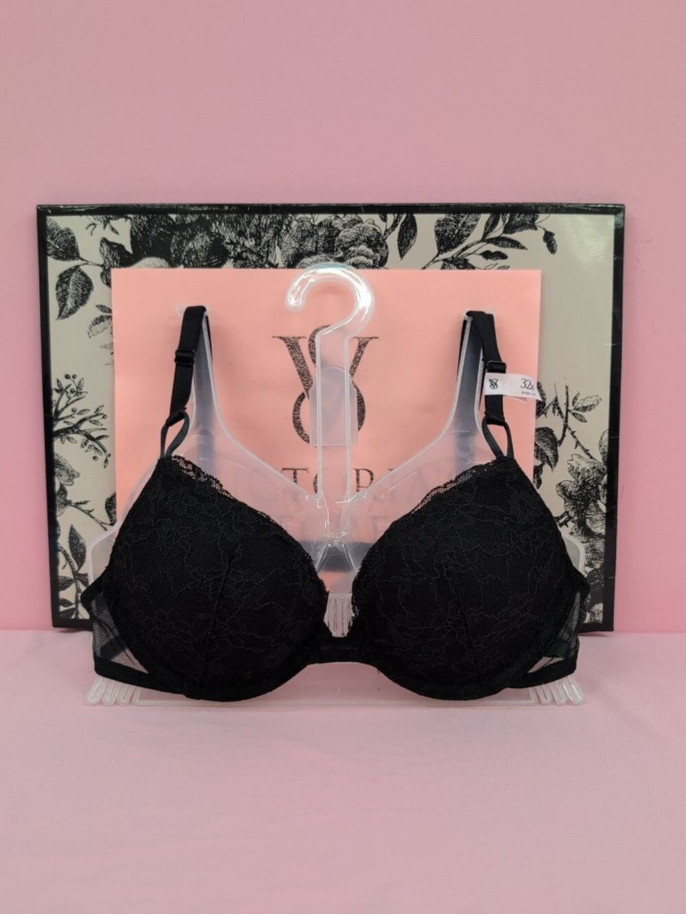 Victoria Secret Sexy Tee Sophia Lace Push Up Bra 32B Black